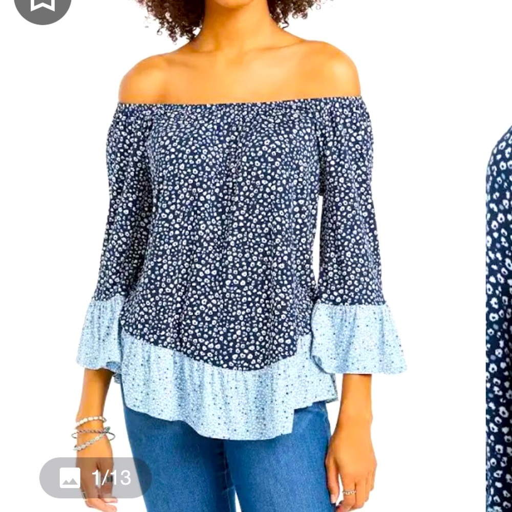 Style & Co Off the Shoulder Floral Blouse Size M